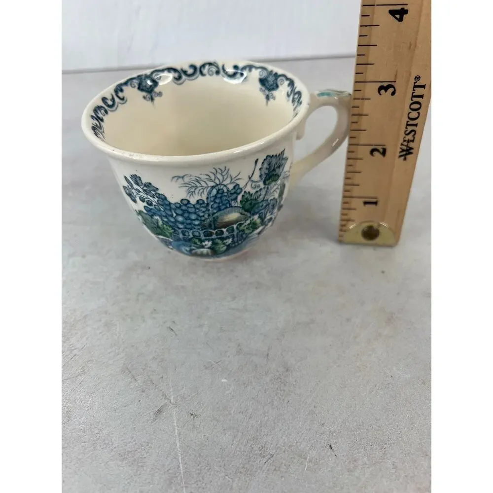 Antique Masons Ironstone of England Royal Blue Fruit Basket Tea Cups‎